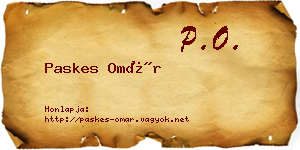 Paskes Omár névjegykártya